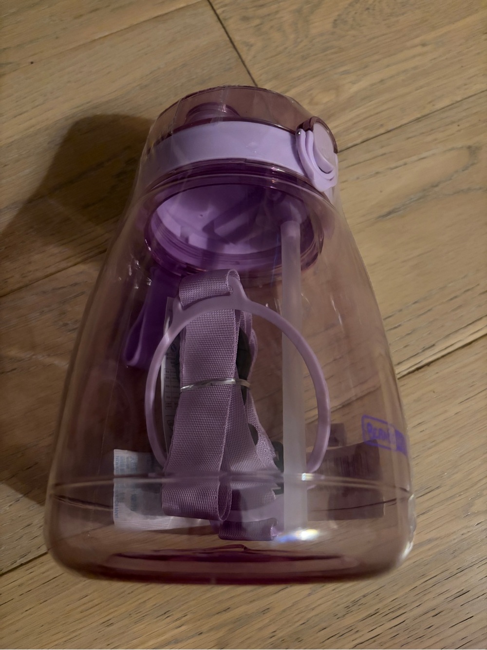 Purple Plastic Water Bottle with Straw - Home Kitchen